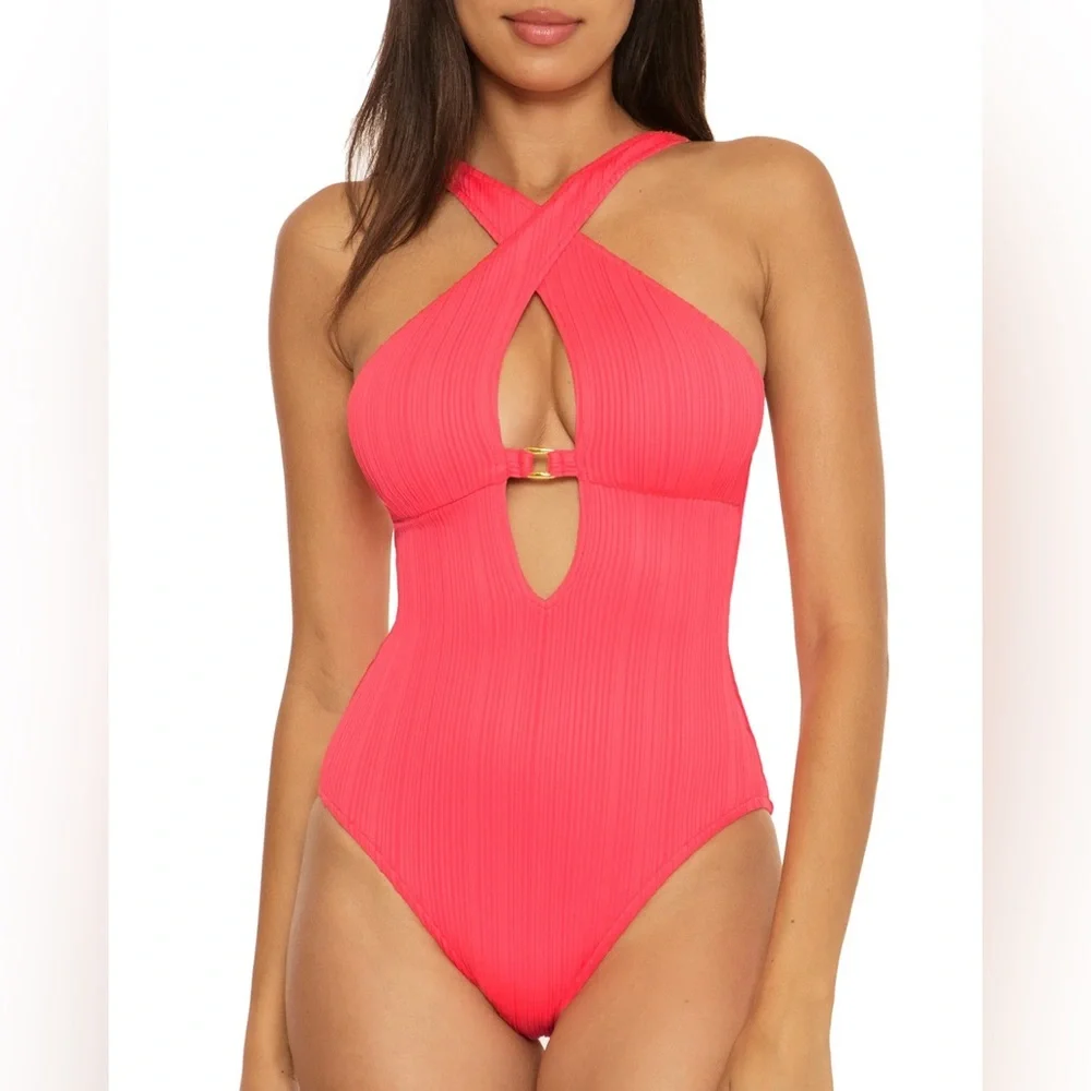 BECCA High Neck Halter One Piece Swimsuit - Picture 2 of 3